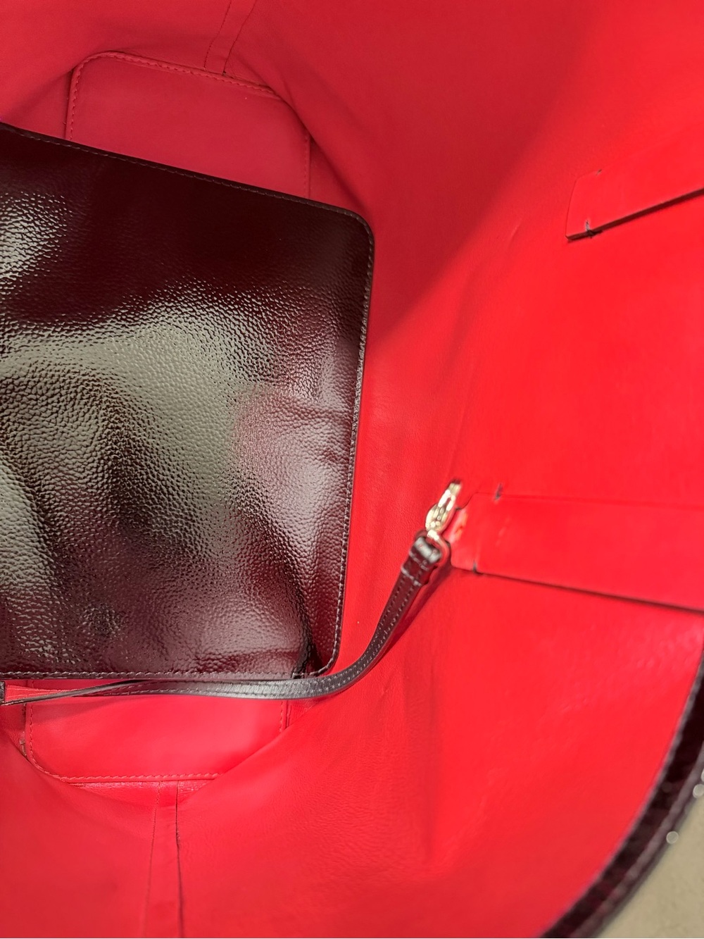 Christian Louboutin Black Patent Tote with Red Interior Trim - Picture 9 of 11